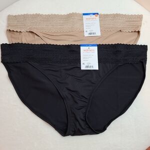 Warners 2pk Smooth Microfiber & Lace Bikini Panties Size XL Beige Black